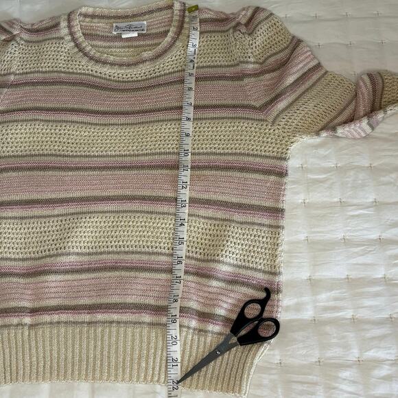 VTG 80s Pointelle Puff Shoulder Sweater Women's M | Cream | Retro Twee Y2K - Picture 7 of 12